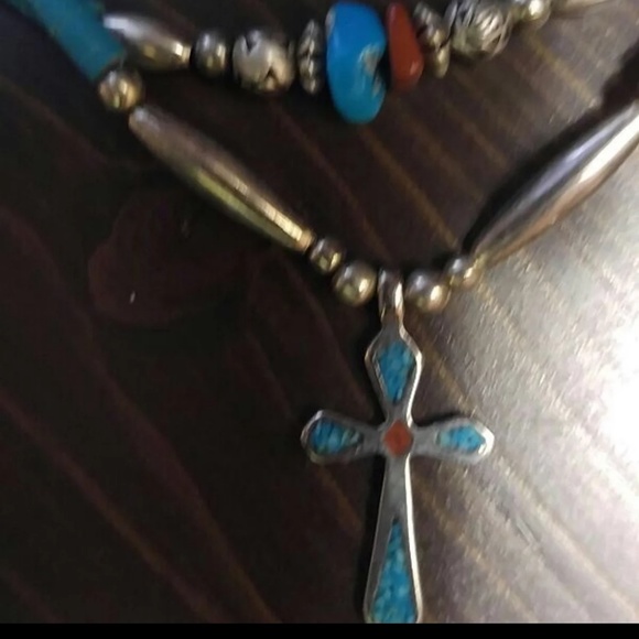 Navajo Turquoise and Sterling Silver Necklace - Picture 2 of 2